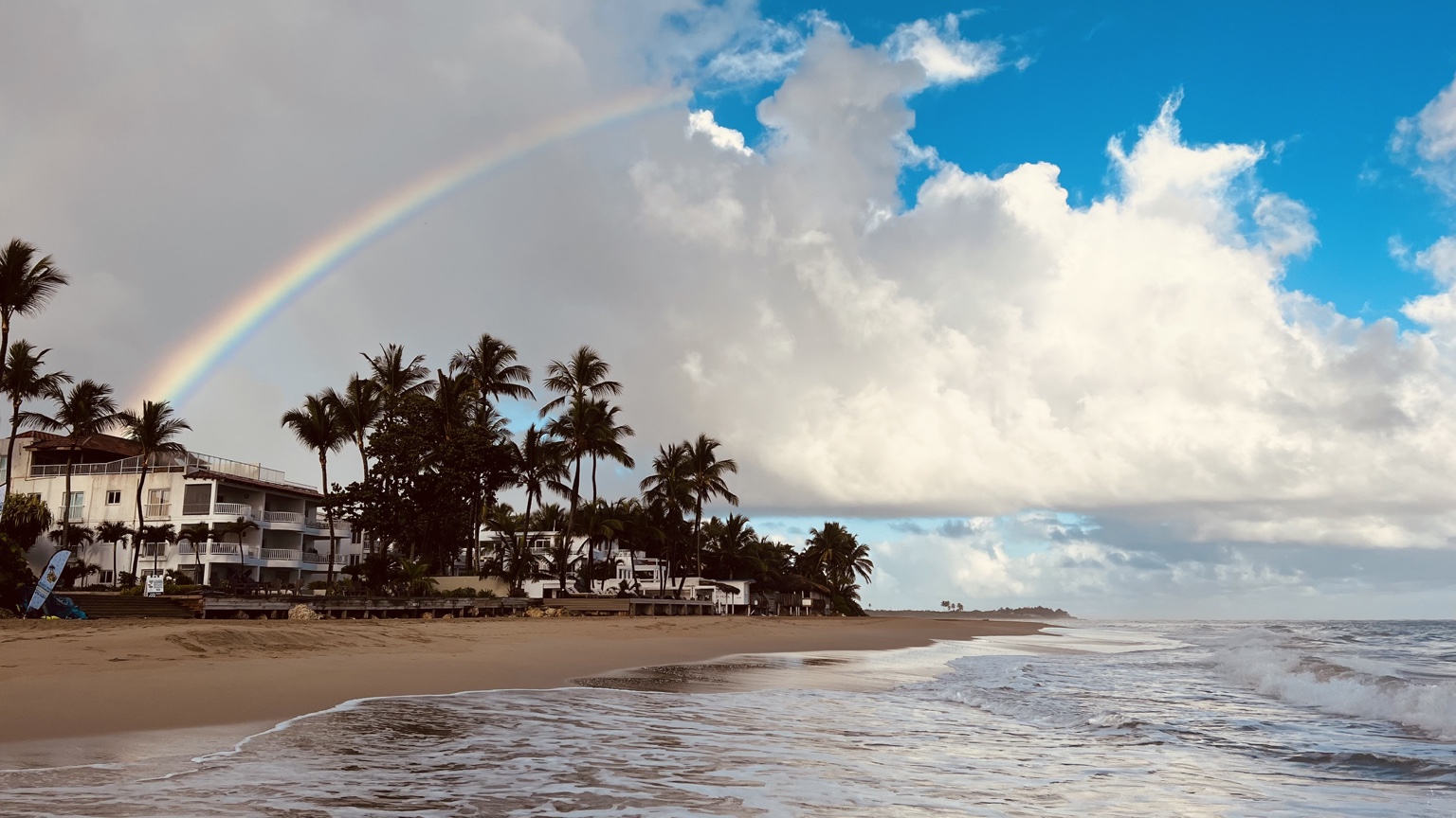 Rainbow over the Kite Beach condo building in Cabarete, Dominican Republic